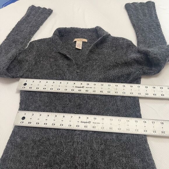 Free People Mohair Acrylic Dark Grey Cardigan Sweater Duster Size Large - Picture 3 of 7